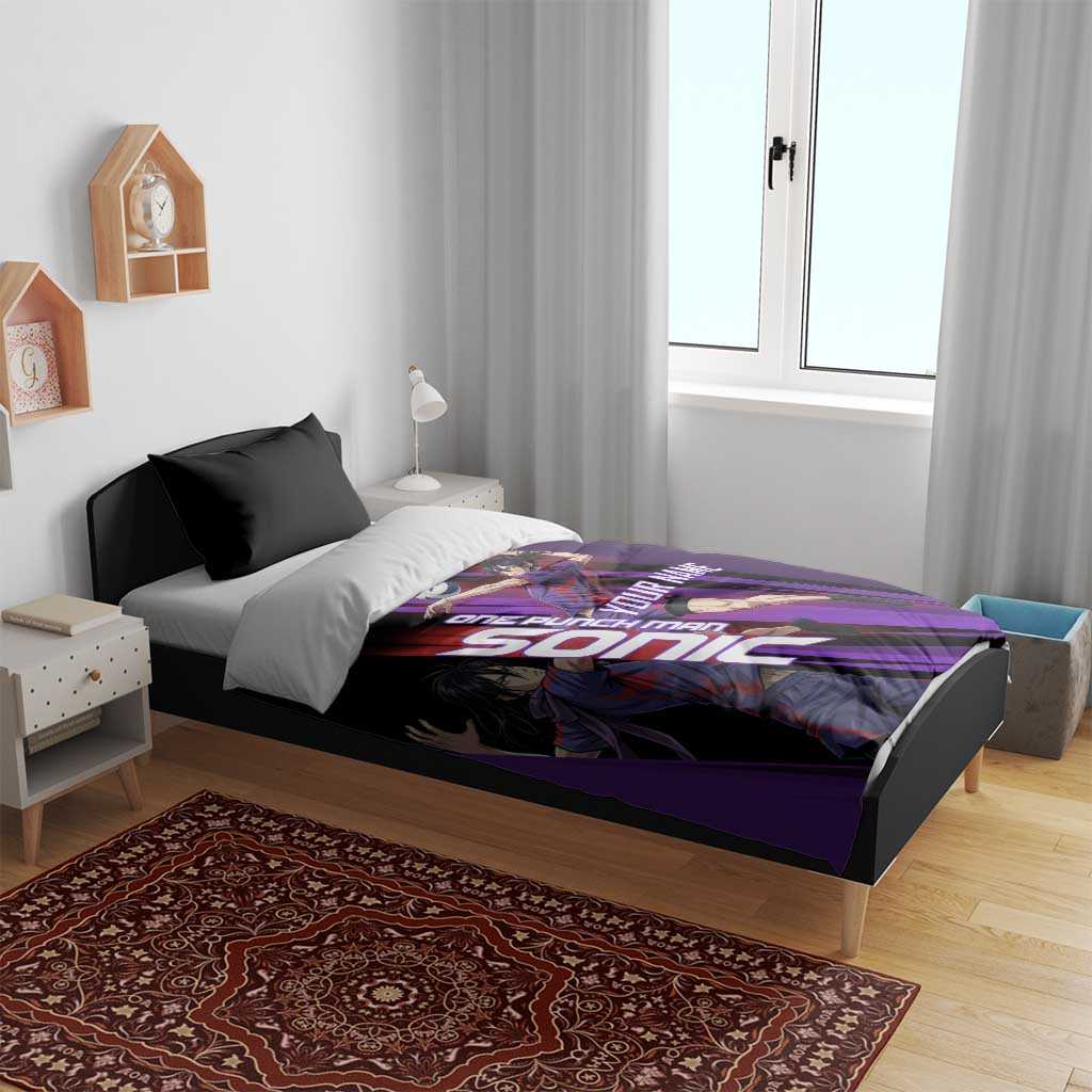 Personalized Sonic Volleyball Design Bedding Set with Purple and Black Athletic Theme and Agile Jump Pose