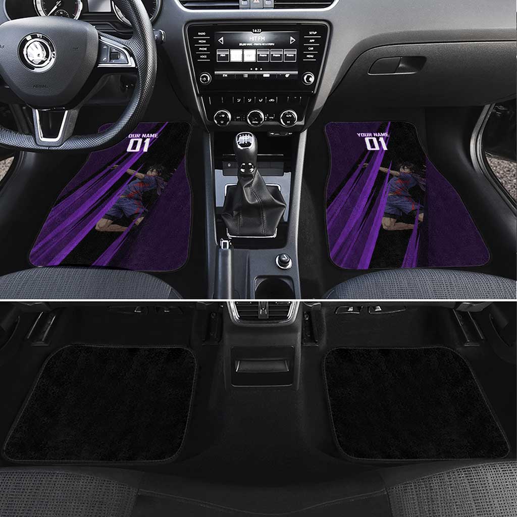 Personalized Sonic Volleyball Design Car Mats with Purple and Black Athletic Theme and Agile Jump Pose