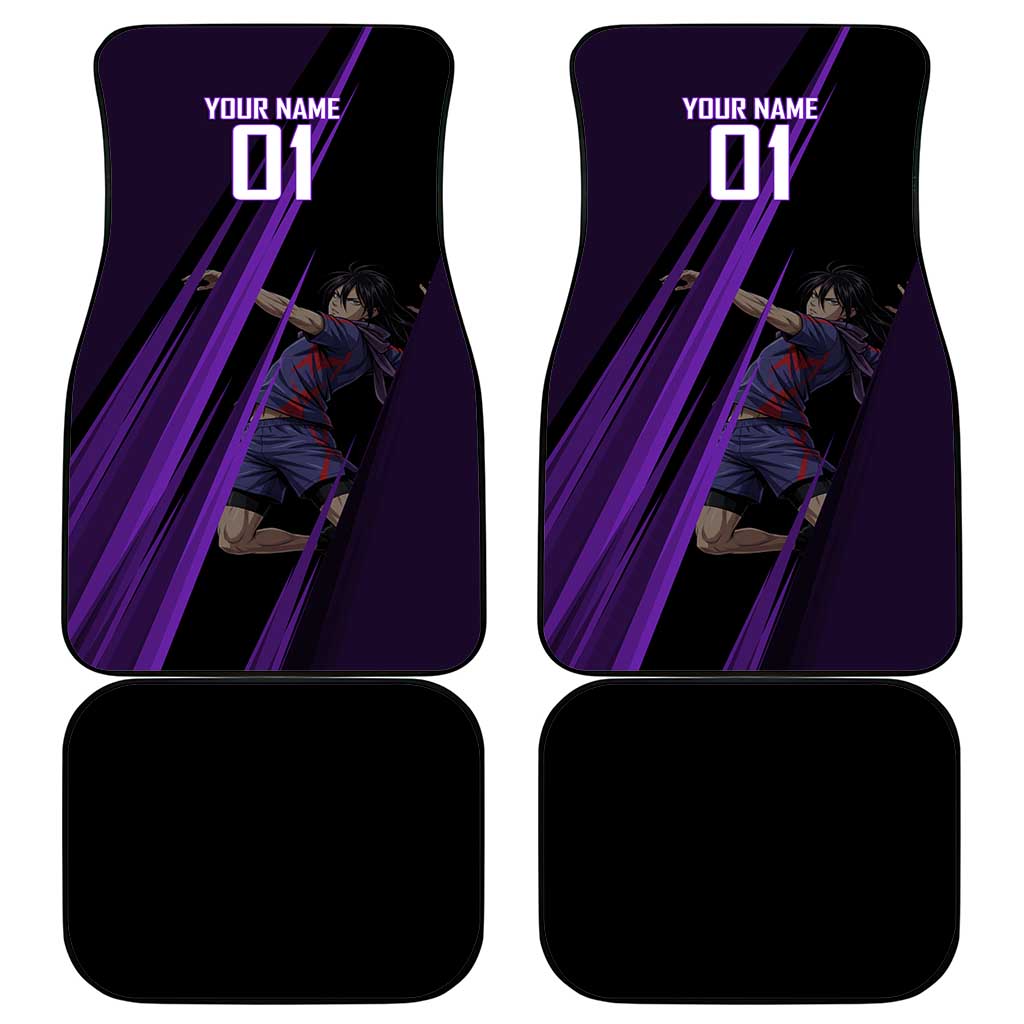 Personalized Sonic Volleyball Design Car Mats with Purple and Black Athletic Theme and Agile Jump Pose
