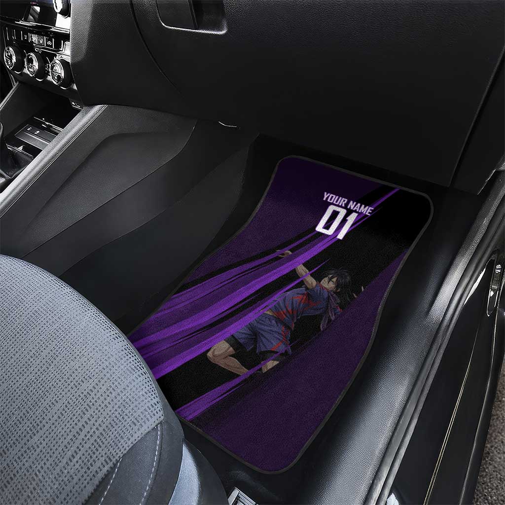 Personalized Sonic Volleyball Design Car Mats with Purple and Black Athletic Theme and Agile Jump Pose
