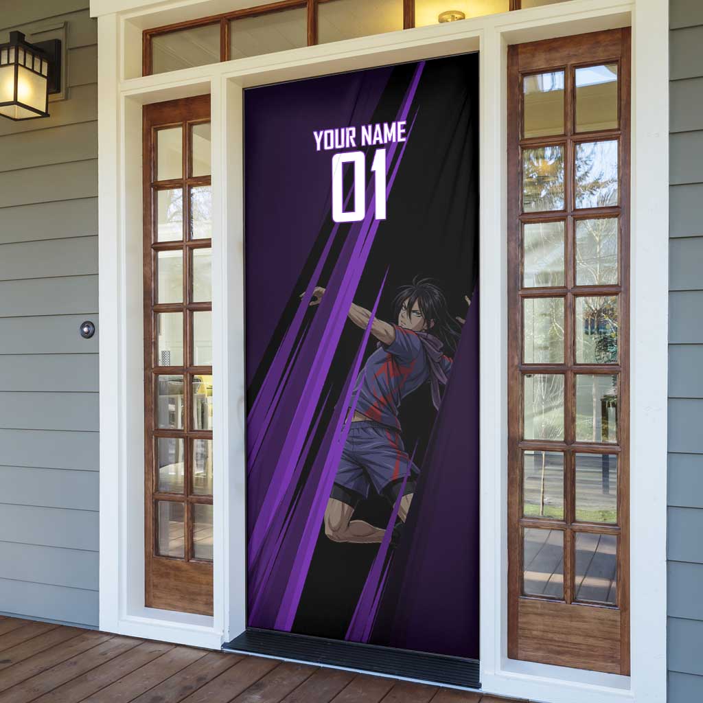 Personalized Sonic Volleyball Design Door Cover with Purple and Black Athletic Theme and Agile Jump Pose