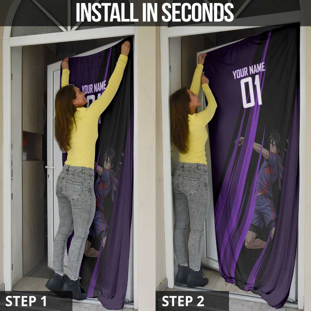 Personalized Sonic Volleyball Design Door Cover with Purple and Black Athletic Theme and Agile Jump Pose