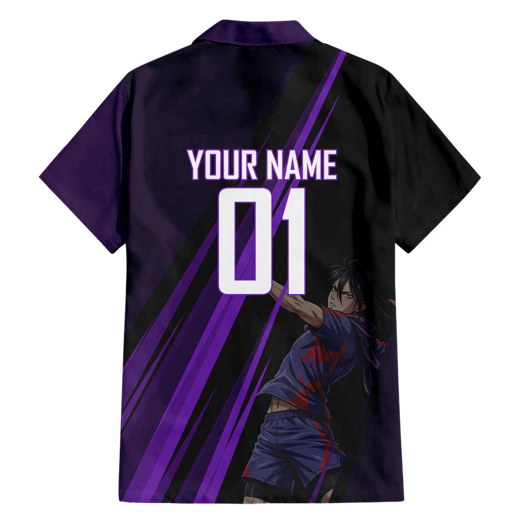 Personalized Sonic Volleyball Design Hawaiian Shirt with Purple and Black Athletic Theme and Agile Jump Pose