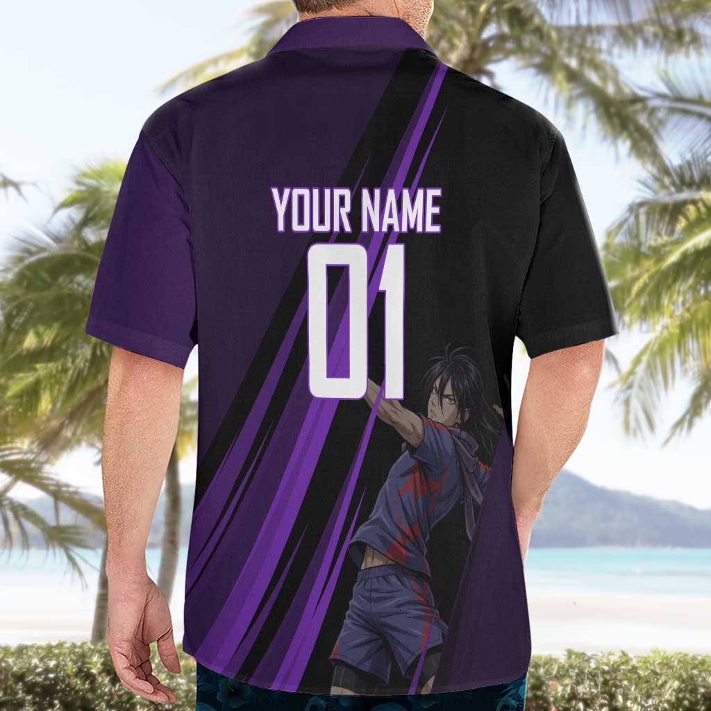 Personalized Sonic Volleyball Design Hawaiian Shirt with Purple and Black Athletic Theme and Agile Jump Pose