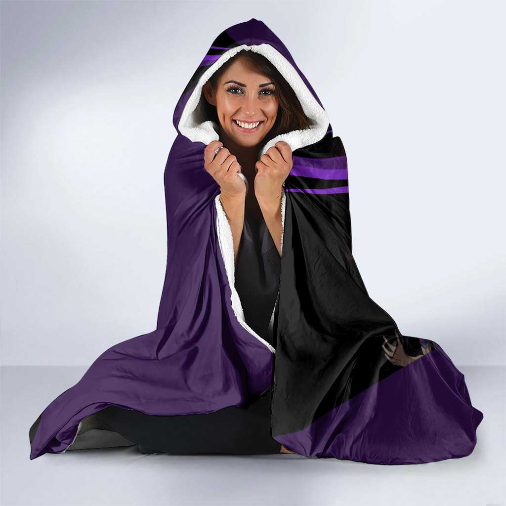 Personalized Sonic Volleyball Design Hooded Blanket with Purple and Black Athletic Theme and Agile Jump Pose