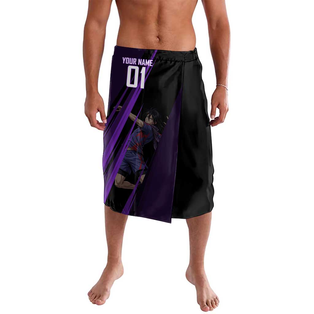 Personalized Sonic Volleyball Design Lavalava with Purple and Black Athletic Theme and Agile Jump Pose