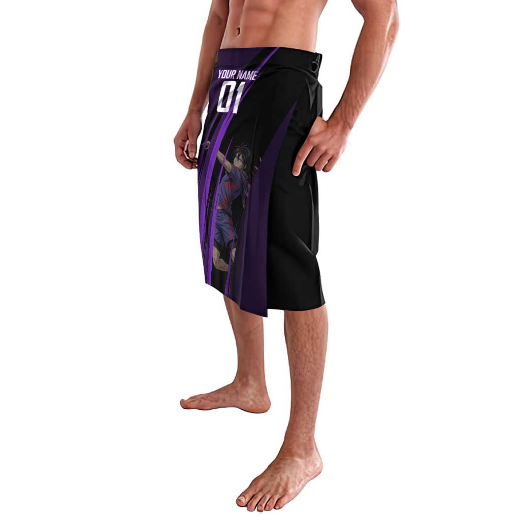 Personalized Sonic Volleyball Design Lavalava with Purple and Black Athletic Theme and Agile Jump Pose