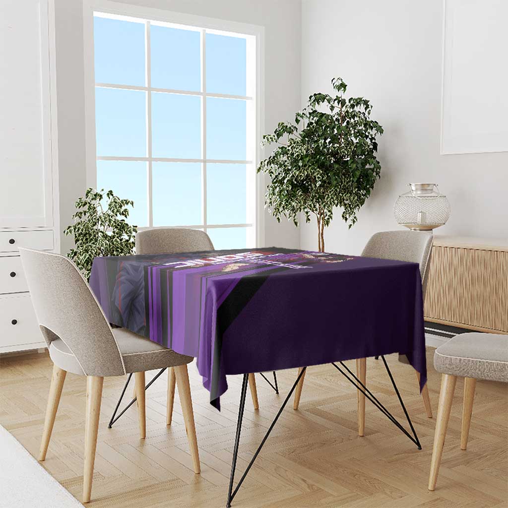 Personalized Sonic Volleyball Design Tablecloth with Purple and Black Athletic Theme and Agile Jump Pose