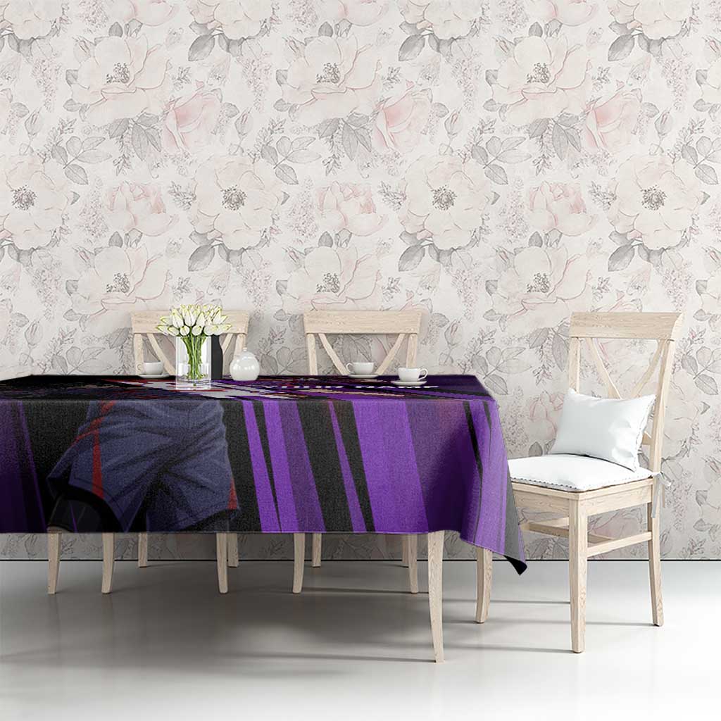 Personalized Sonic Volleyball Design Tablecloth with Purple and Black Athletic Theme and Agile Jump Pose