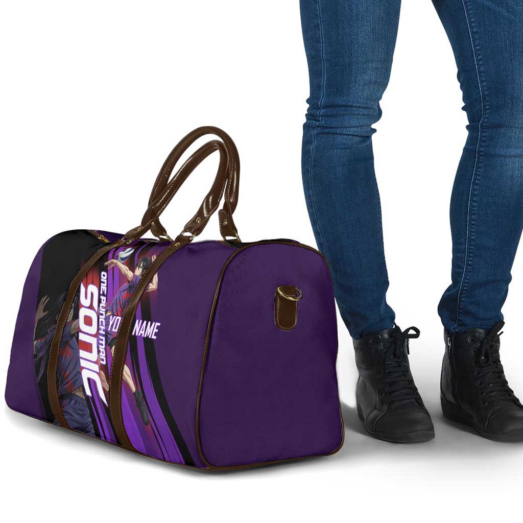 Personalized Sonic Volleyball Design Travel Bag with Purple and Black Athletic Theme and Agile Jump Pose