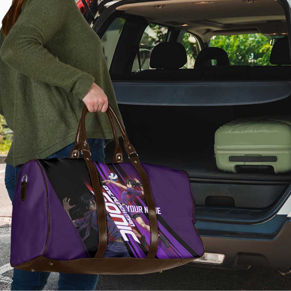 Personalized Sonic Volleyball Design Travel Bag with Purple and Black Athletic Theme and Agile Jump Pose