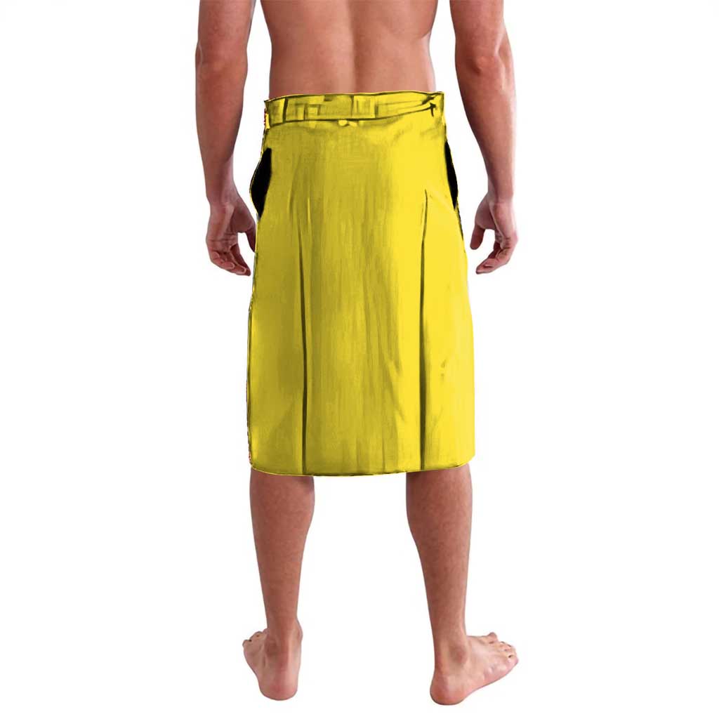 Personalized Genos Volleyball Design Lavalava with Yellow and Blue Athletic Theme and Dynamic Spike Pose