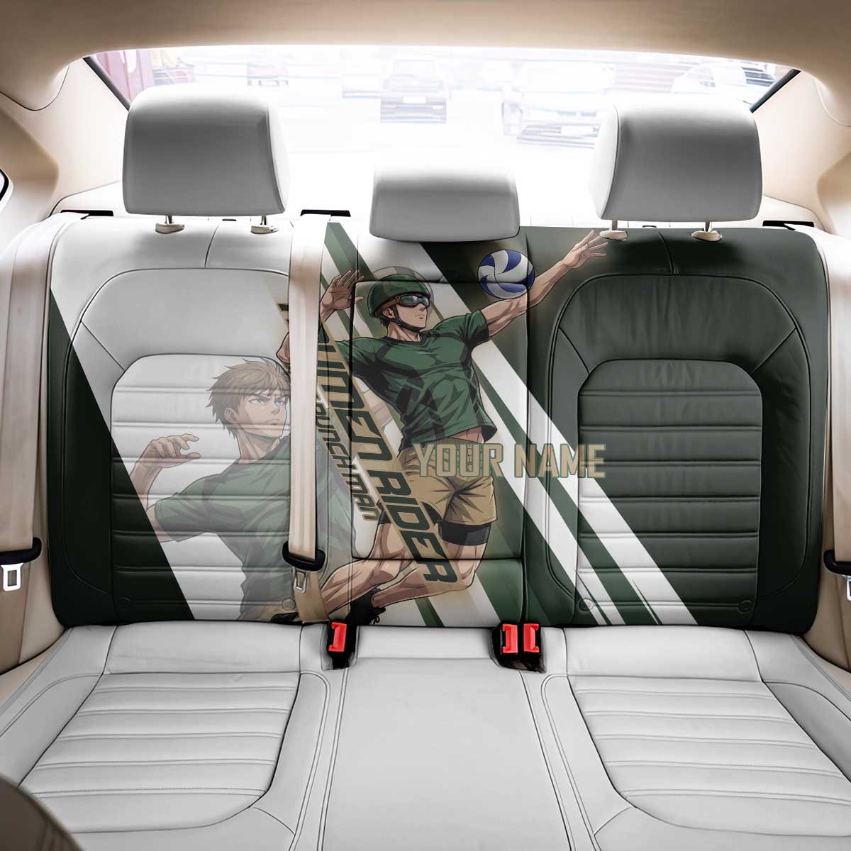 Personalized Mumen Rider Volleyball Back Car Seat Cover Saitama Anime