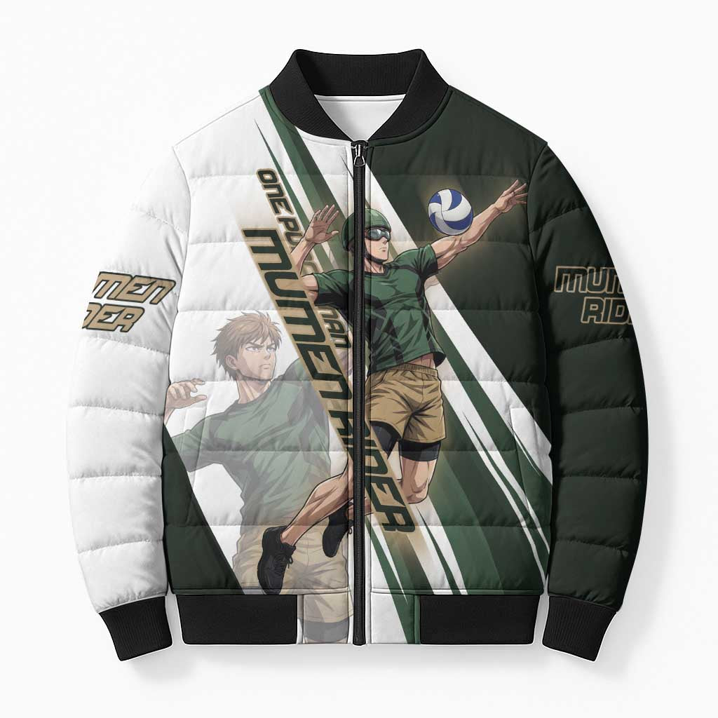 Personalized Mumen Rider Volleyball Bomber Puffer Jacket Saitama Anime