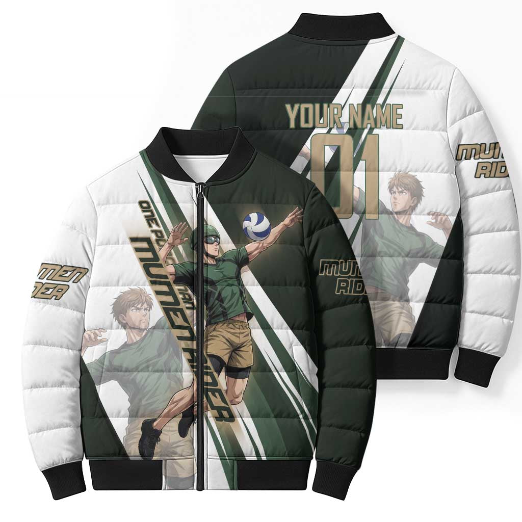 Personalized Mumen Rider Volleyball Bomber Puffer Jacket Saitama Anime