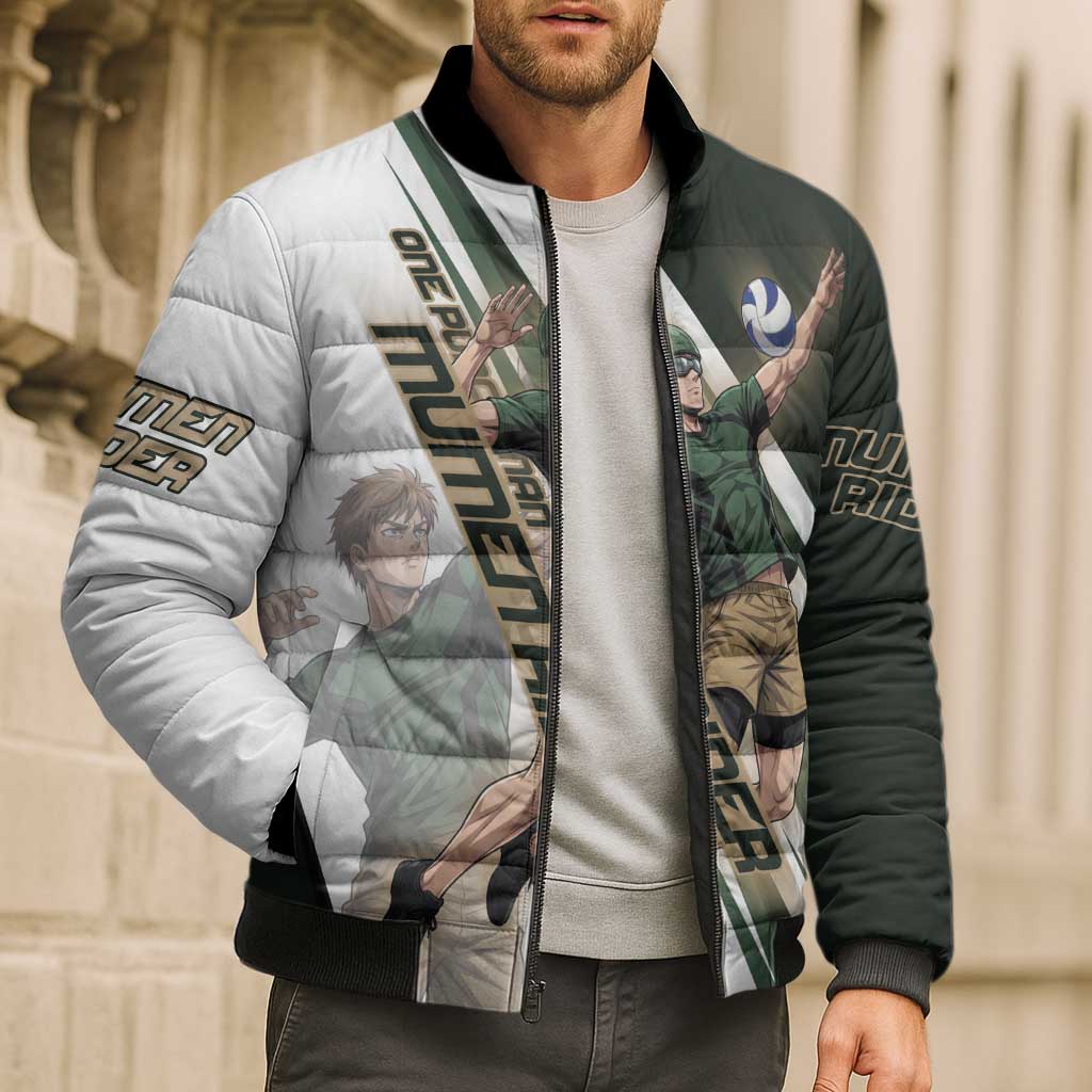 Personalized Mumen Rider Volleyball Bomber Puffer Jacket Saitama Anime