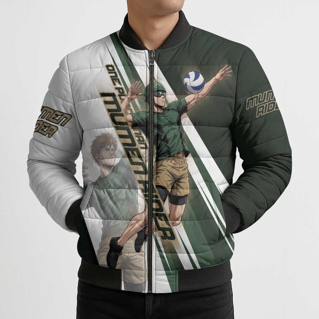 Personalized Mumen Rider Volleyball Bomber Puffer Jacket Saitama Anime