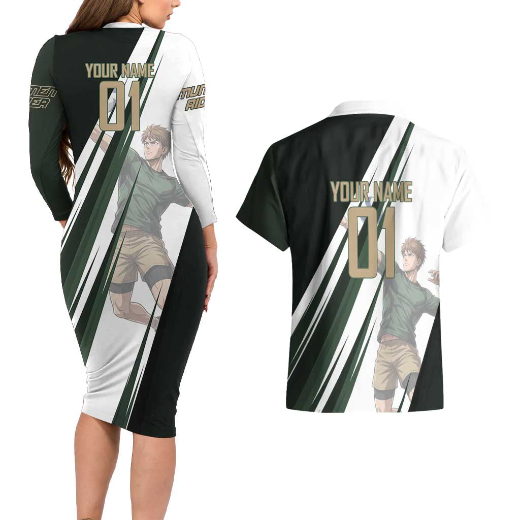 Personalized Mumen Rider Volleyball Couples Matching Long Sleeve Bodycon Dress and Hawaiian Shirt Saitama Anime