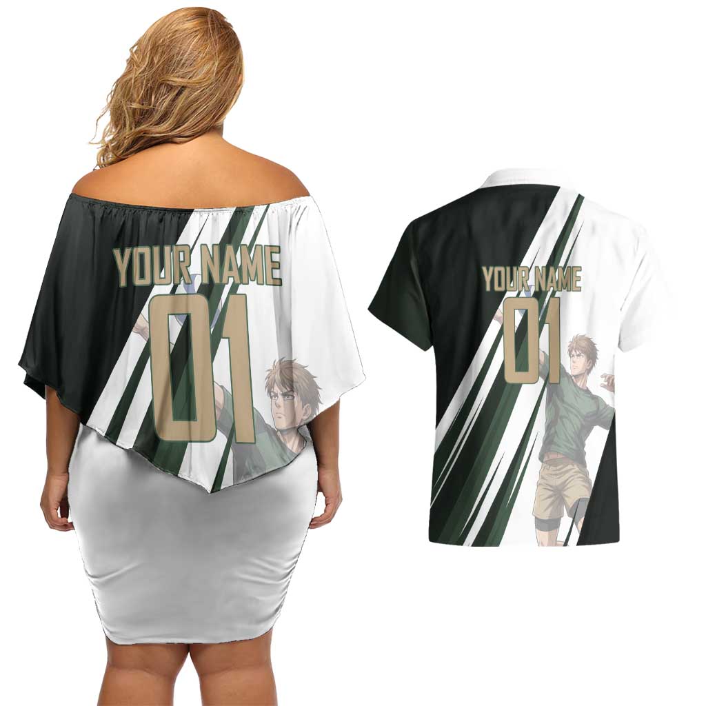 Personalized Mumen Rider Volleyball Couples Matching Off Shoulder Short Dress and Hawaiian Shirt Saitama Anime