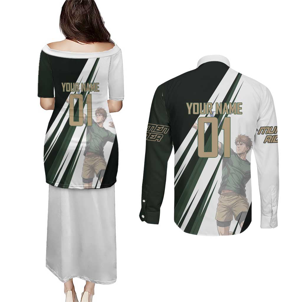 Personalized Mumen Rider Volleyball Couples Matching Puletasi and Long Sleeve Button Shirt Saitama Anime