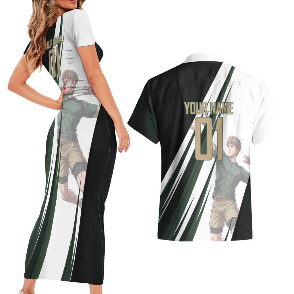 Personalized Mumen Rider Volleyball Couples Matching Short Sleeve Bodycon Dress and Hawaiian Shirt Saitama Anime