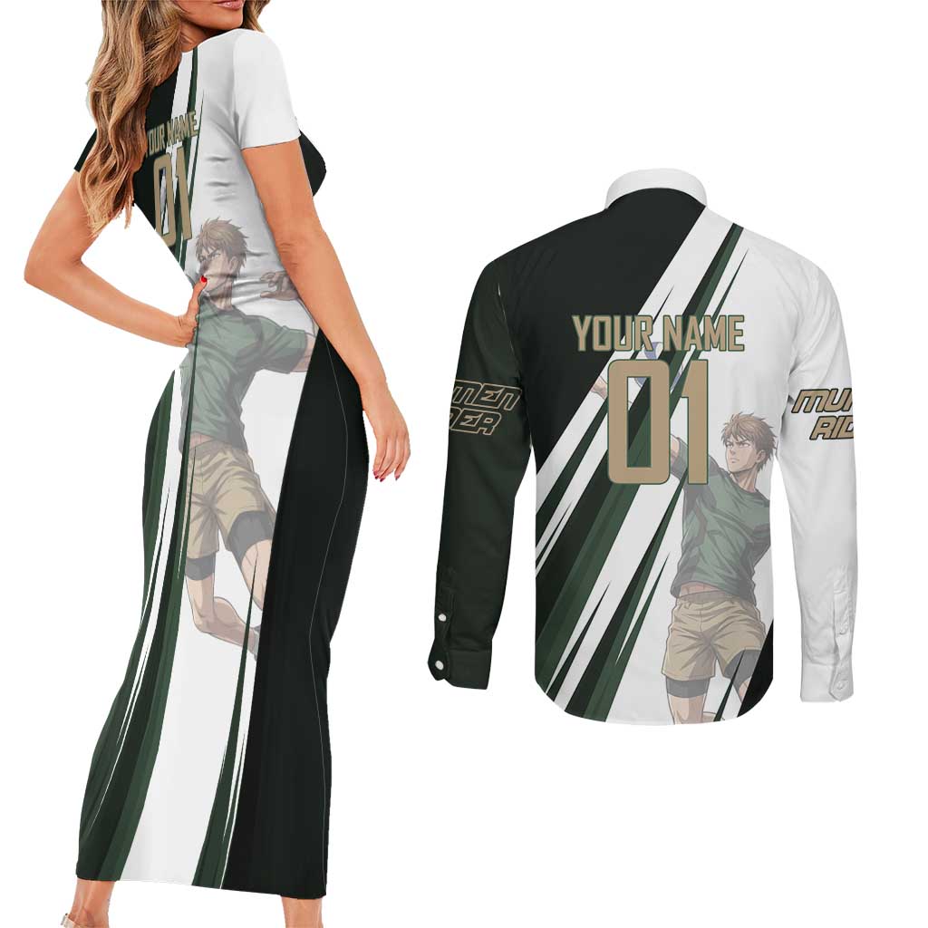 Personalized Mumen Rider Volleyball Couples Matching Short Sleeve Bodycon Dress and Long Sleeve Button Shirt Saitama Anime