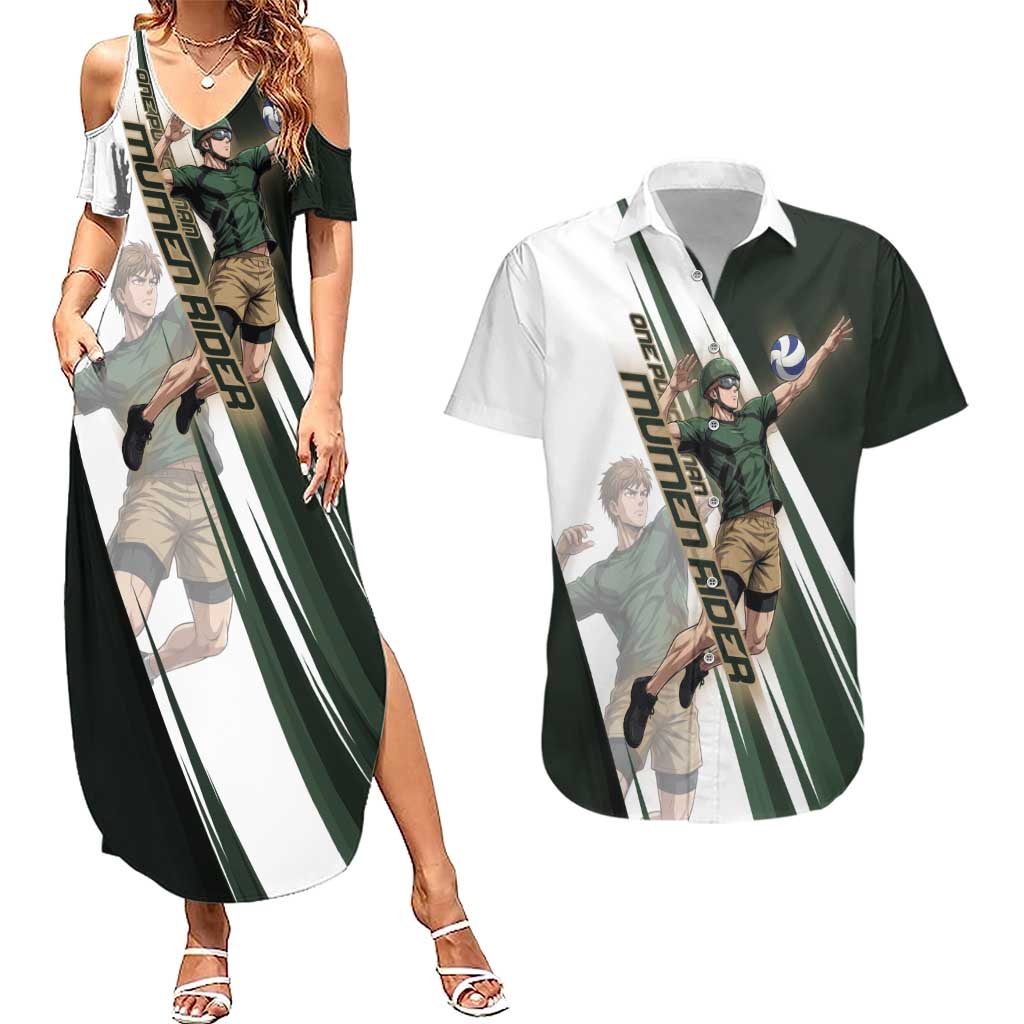 Personalized Mumen Rider Volleyball Couples Matching Summer Maxi Dress and Hawaiian Shirt Saitama Anime