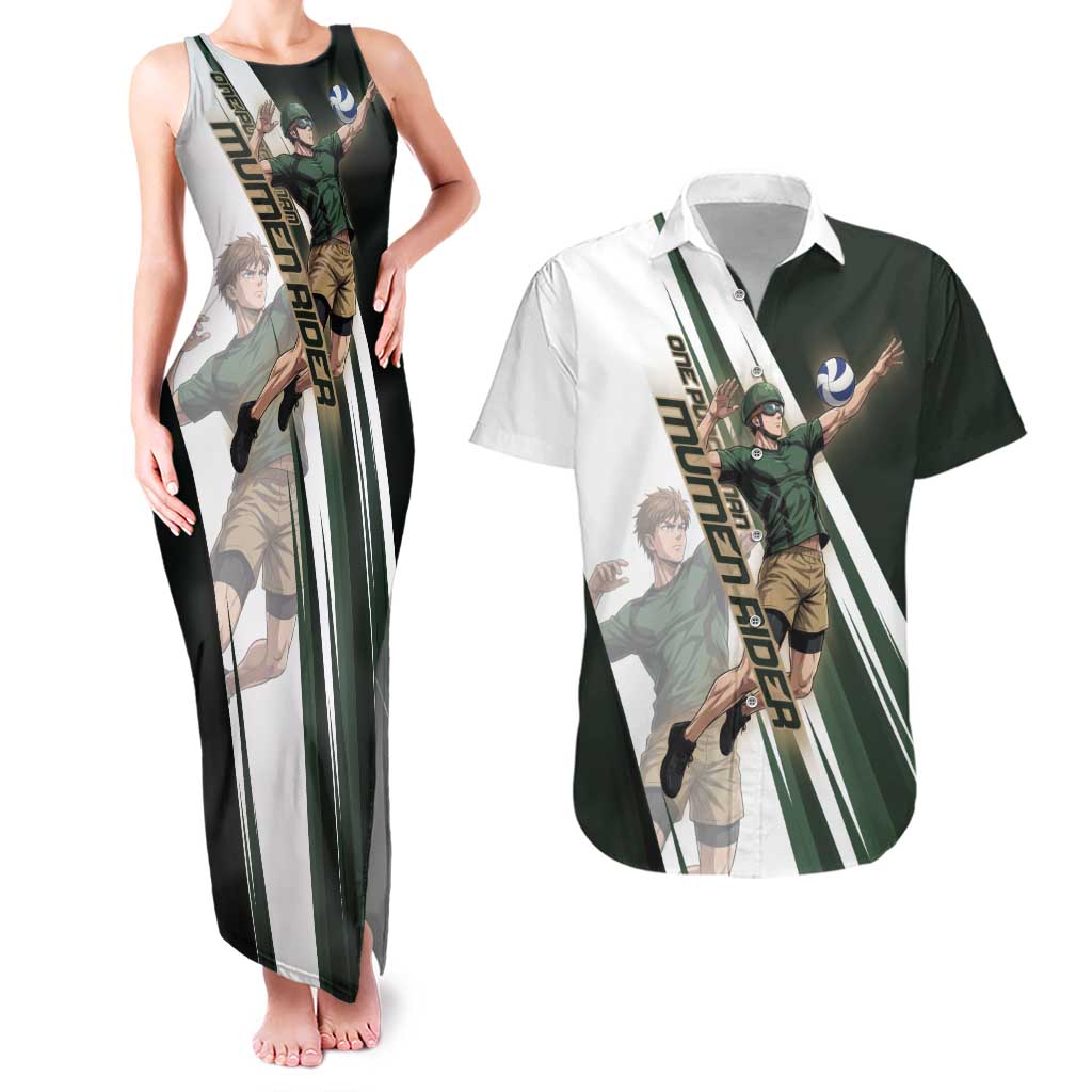 Personalized Mumen Rider Volleyball Couples Matching Tank Maxi Dress and Hawaiian Shirt Saitama Anime