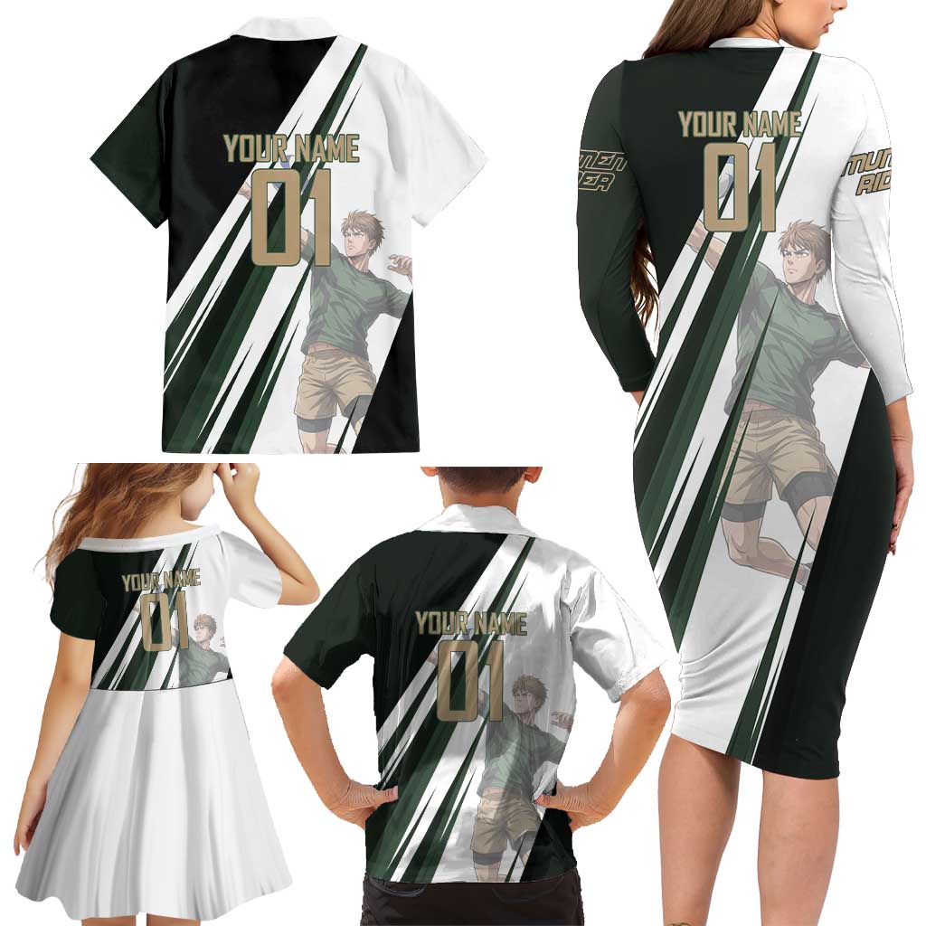 Personalized Mumen Rider Volleyball Family Matching Long Sleeve Bodycon Dress and Hawaiian Shirt Saitama Anime