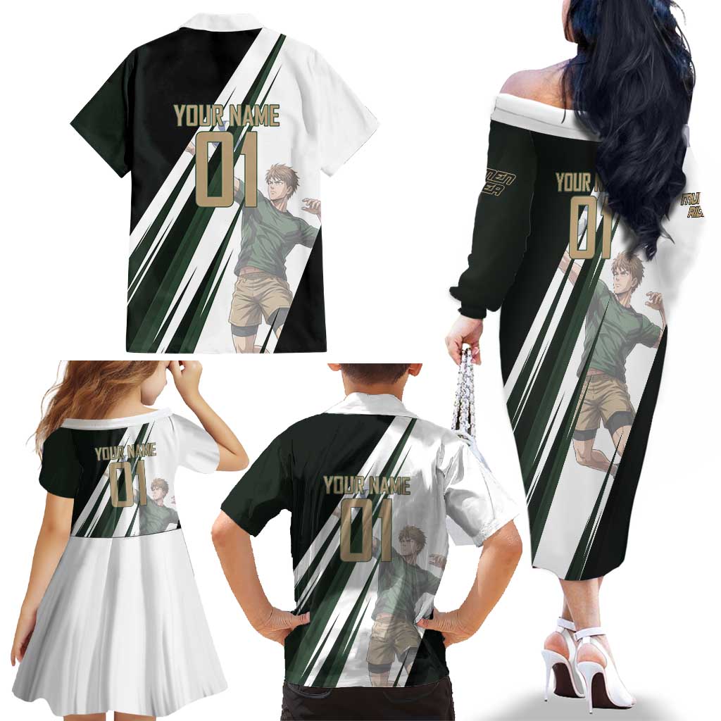Personalized Mumen Rider Volleyball Family Matching Off The Shoulder Long Sleeve Dress and Hawaiian Shirt Saitama Anime