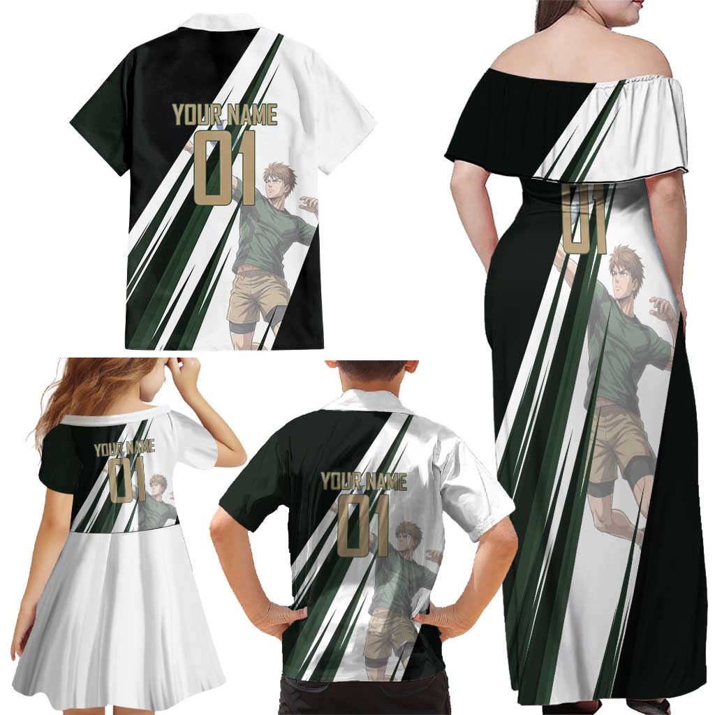 Personalized Mumen Rider Volleyball Family Matching Off Shoulder Maxi Dress and Hawaiian Shirt Saitama Anime