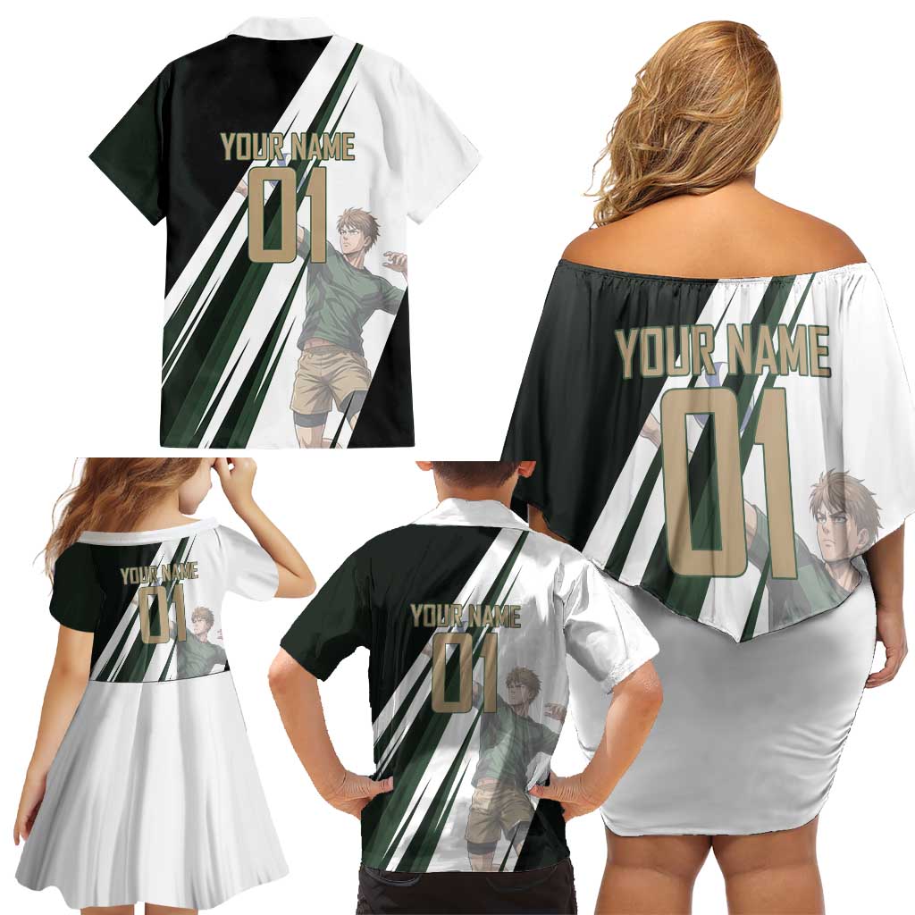 Personalized Mumen Rider Volleyball Family Matching Off Shoulder Short Dress and Hawaiian Shirt Saitama Anime