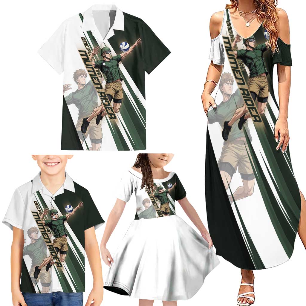 Personalized Mumen Rider Volleyball Family Matching Summer Maxi Dress and Hawaiian Shirt Saitama Anime
