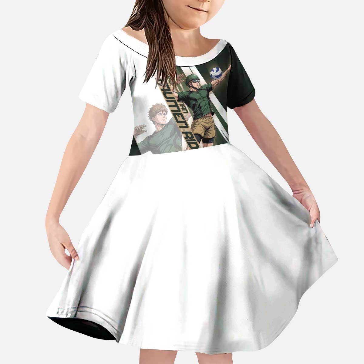 Personalized Mumen Rider Volleyball Kid Short Sleeve Dress Saitama Anime