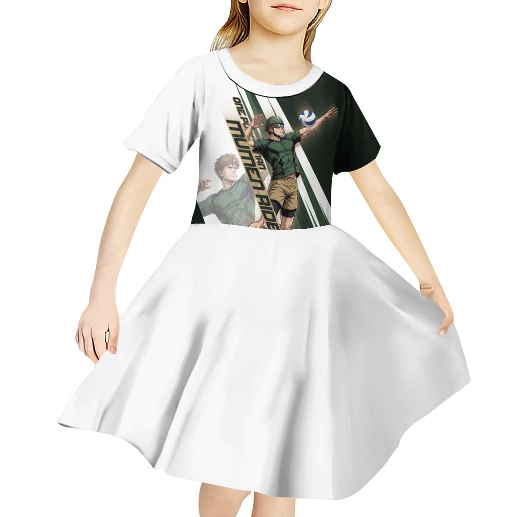 Personalized Mumen Rider Volleyball Kid Short Sleeve Dress Saitama Anime