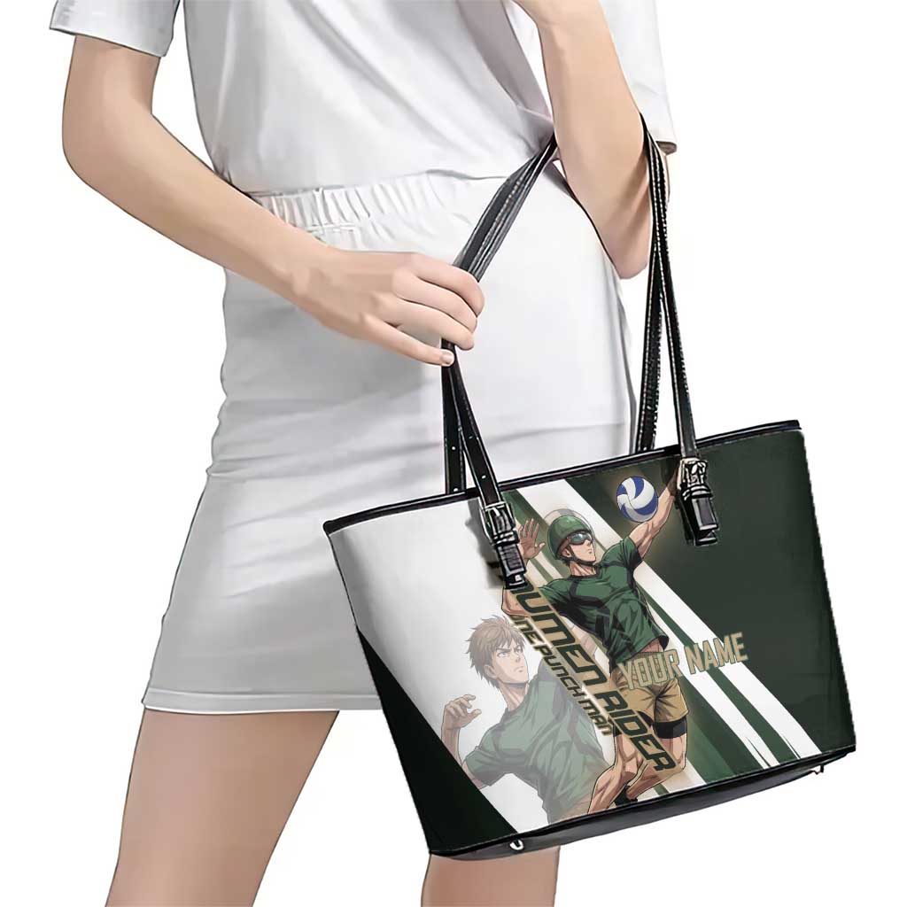 Personalized Mumen Rider Volleyball Leather Tote Bag Saitama Anime
