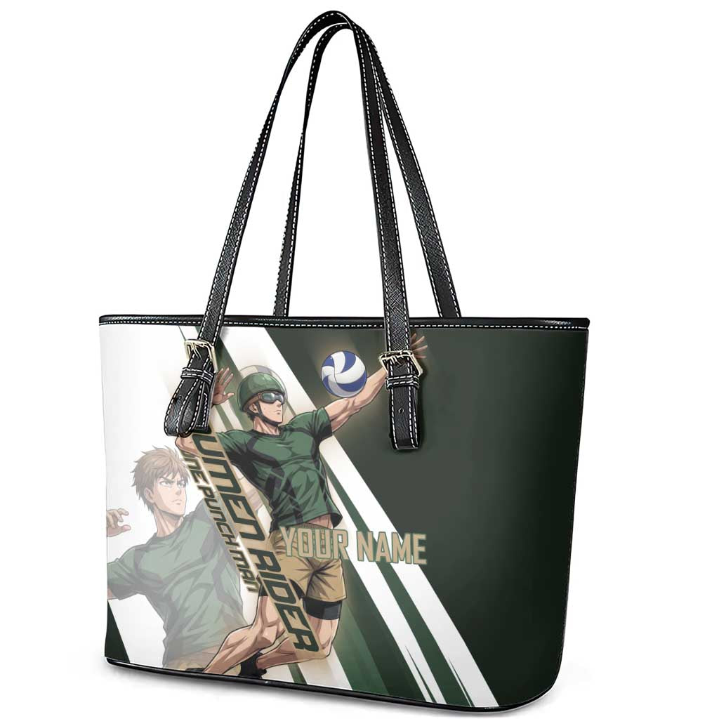 Personalized Mumen Rider Volleyball Leather Tote Bag Saitama Anime