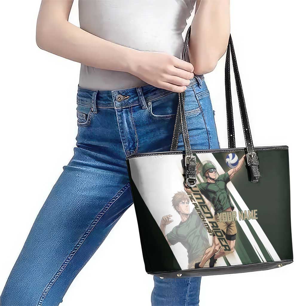 Personalized Mumen Rider Volleyball Leather Tote Bag Saitama Anime
