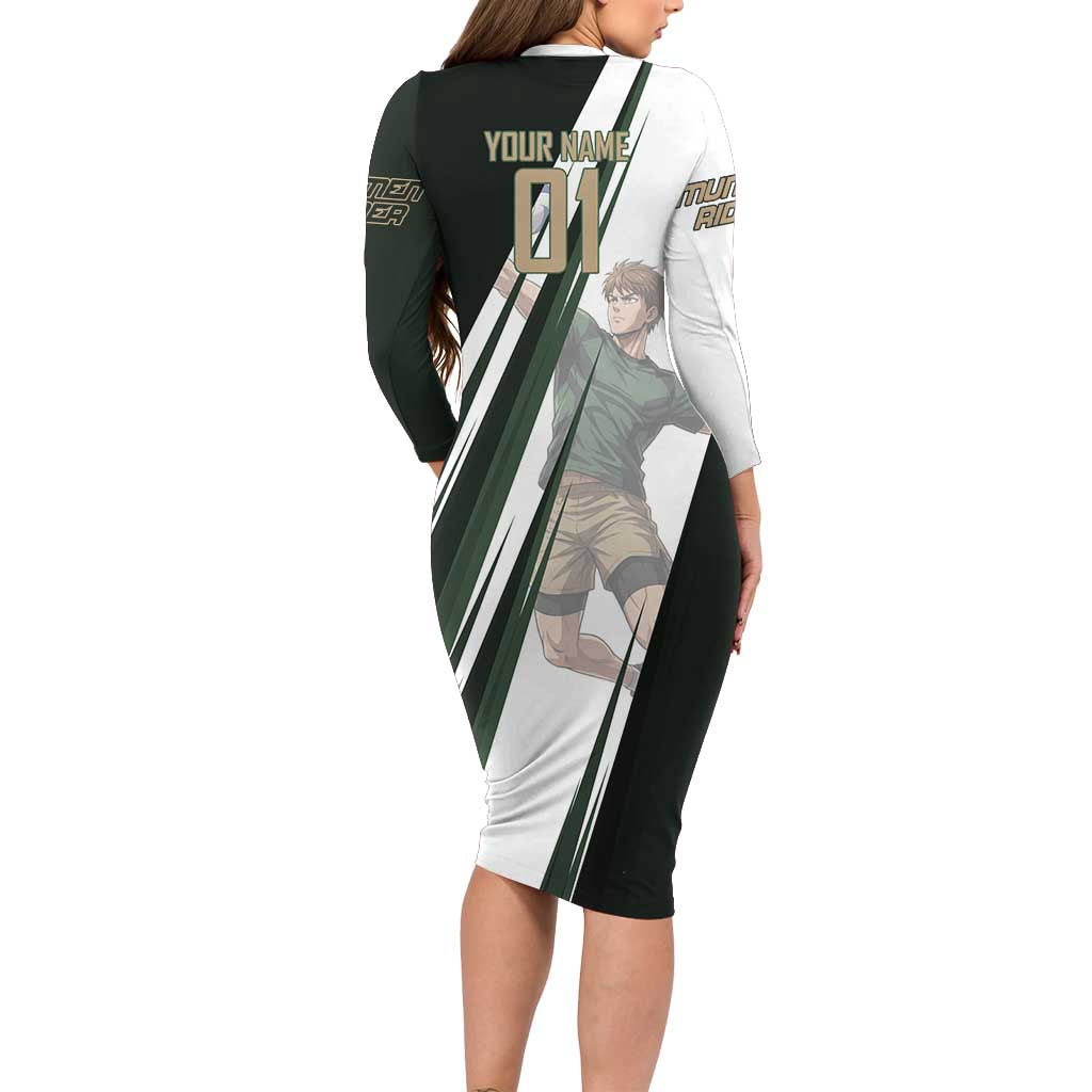 Personalized Mumen Rider Volleyball Long Sleeve Bodycon Dress Saitama Anime