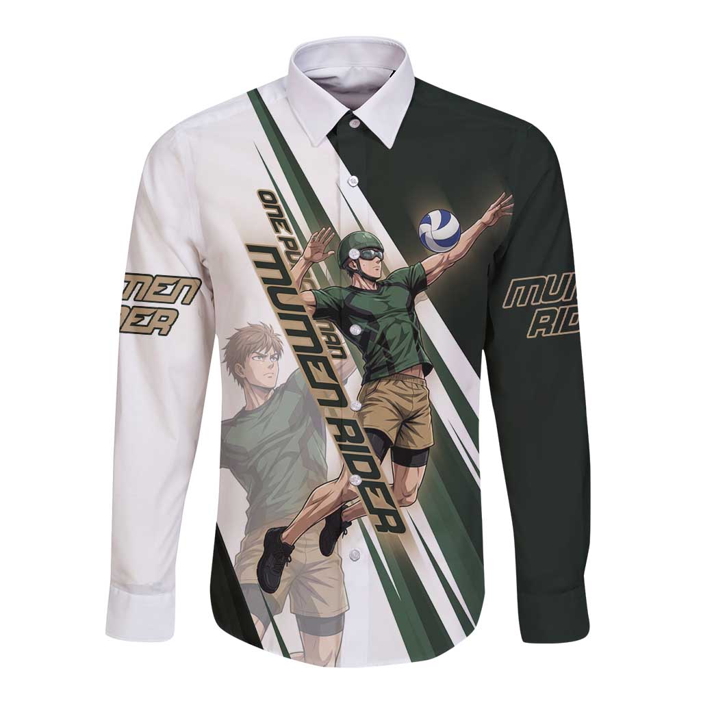 Personalized Mumen Rider Volleyball Long Sleeve Button Shirt Saitama Anime