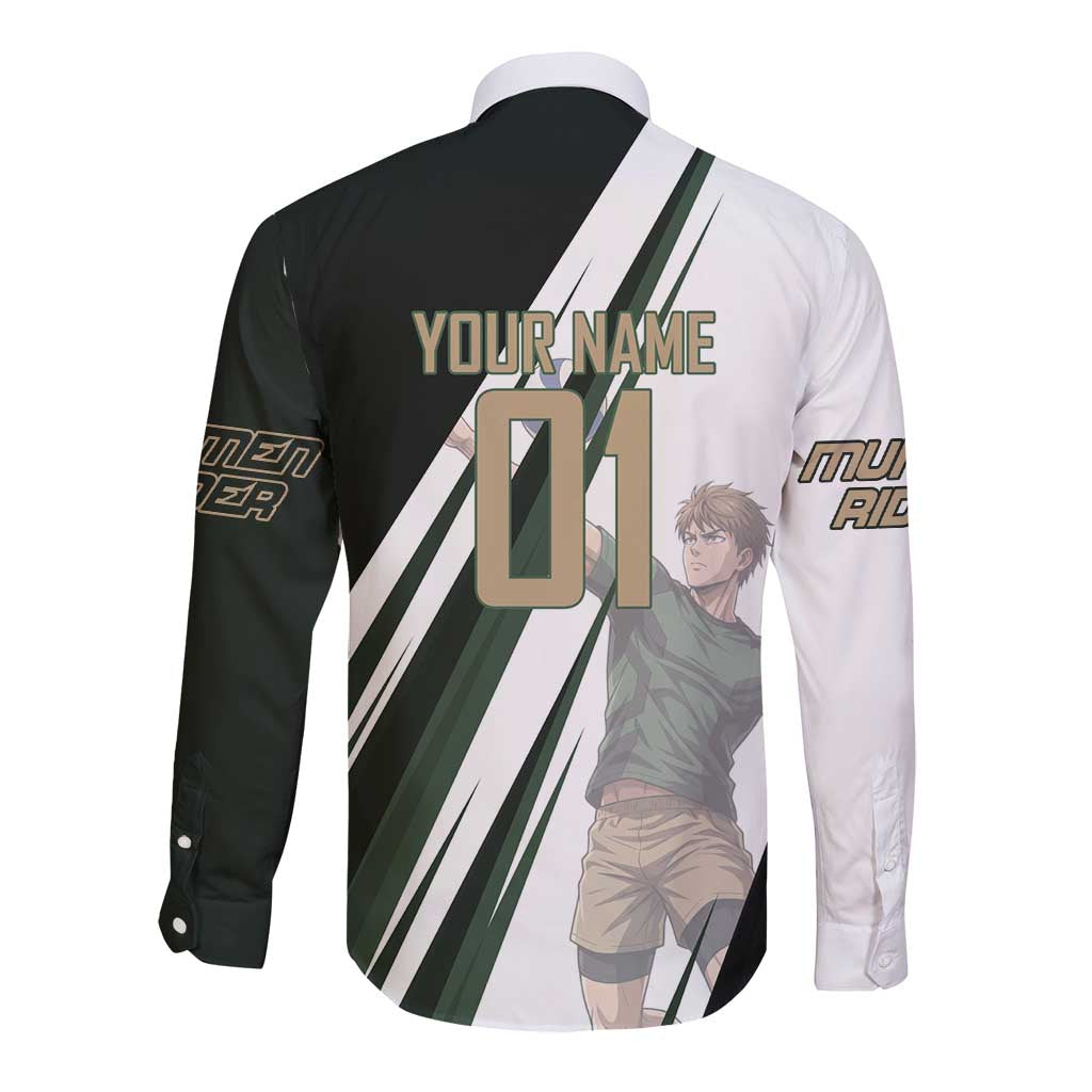 Personalized Mumen Rider Volleyball Long Sleeve Button Shirt Saitama Anime