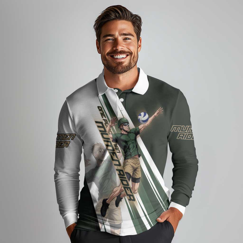 Personalized Mumen Rider Volleyball Long Sleeve Polo Shirt Saitama Anime