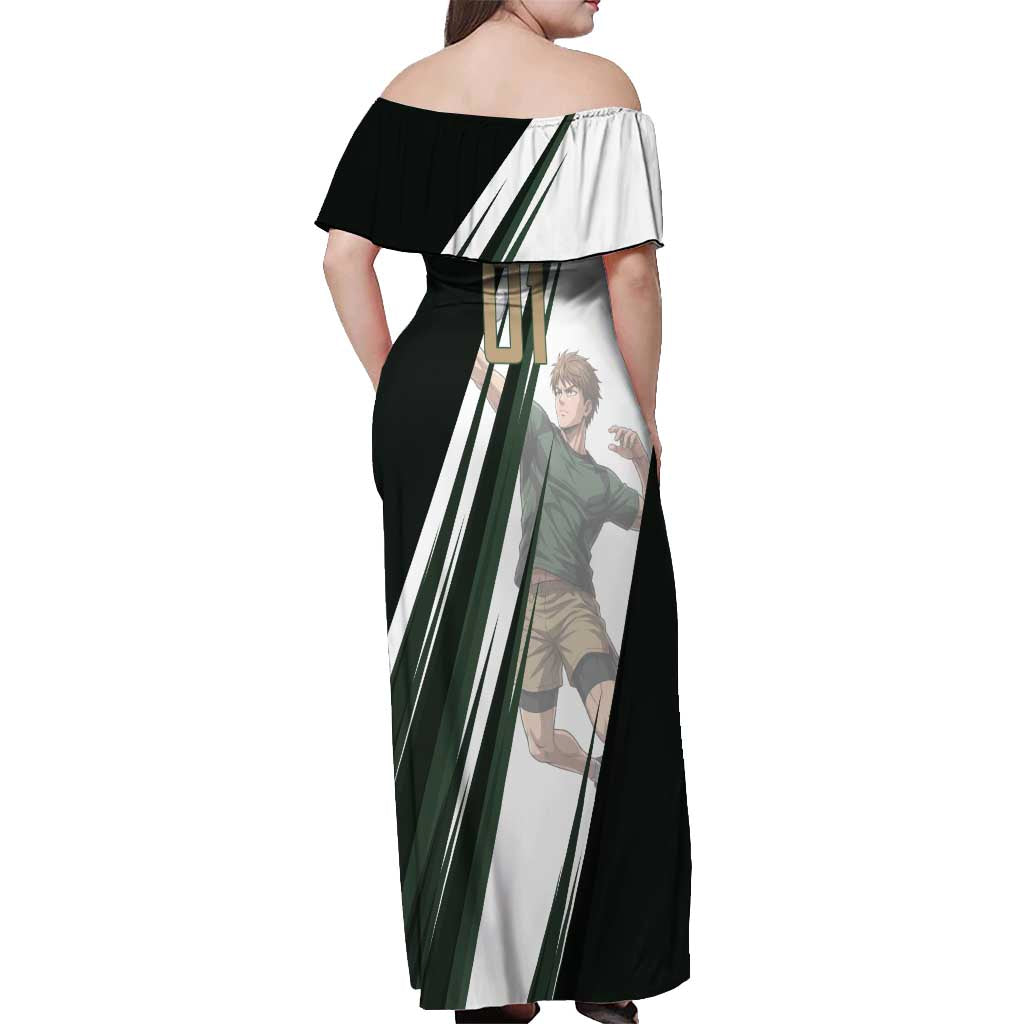 Personalized Mumen Rider Volleyball Off Shoulder Maxi Dress Saitama Anime