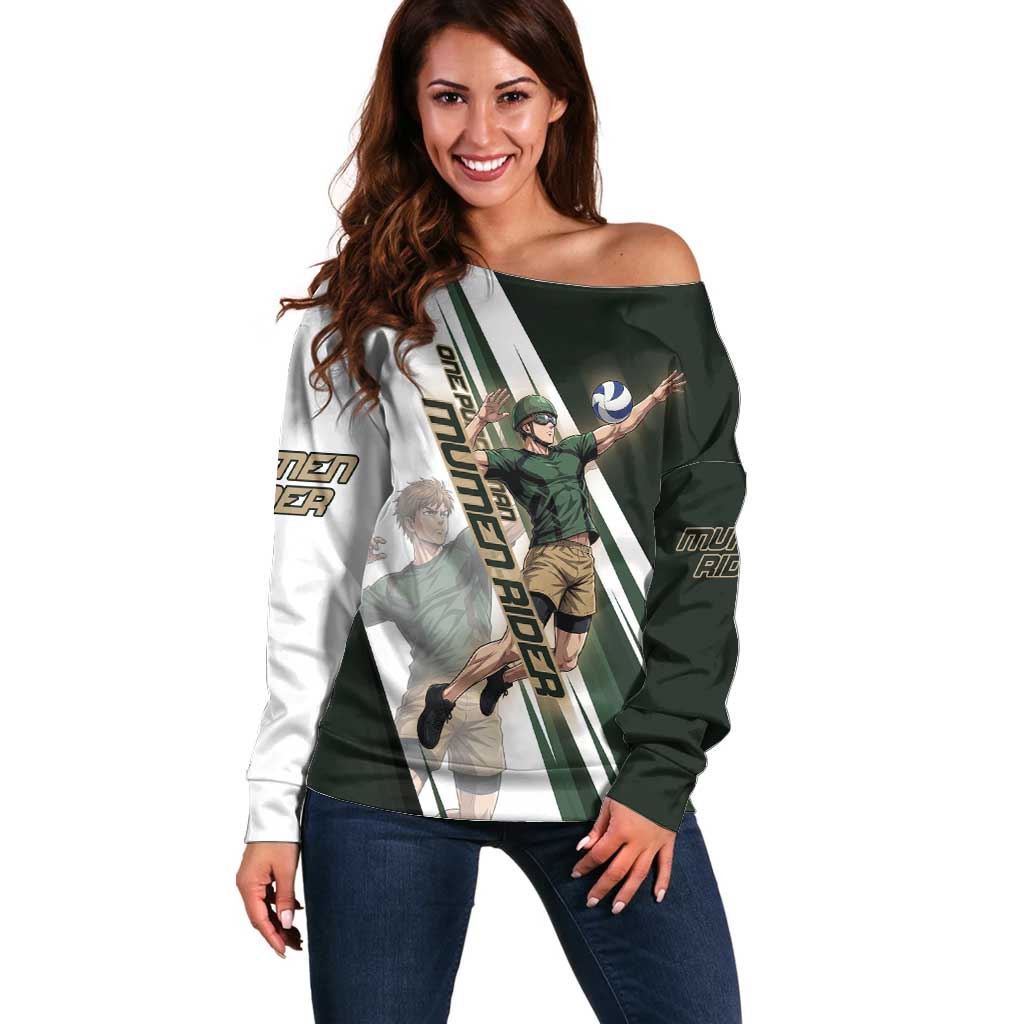 Personalized Mumen Rider Volleyball Off Shoulder Sweater Saitama Anime