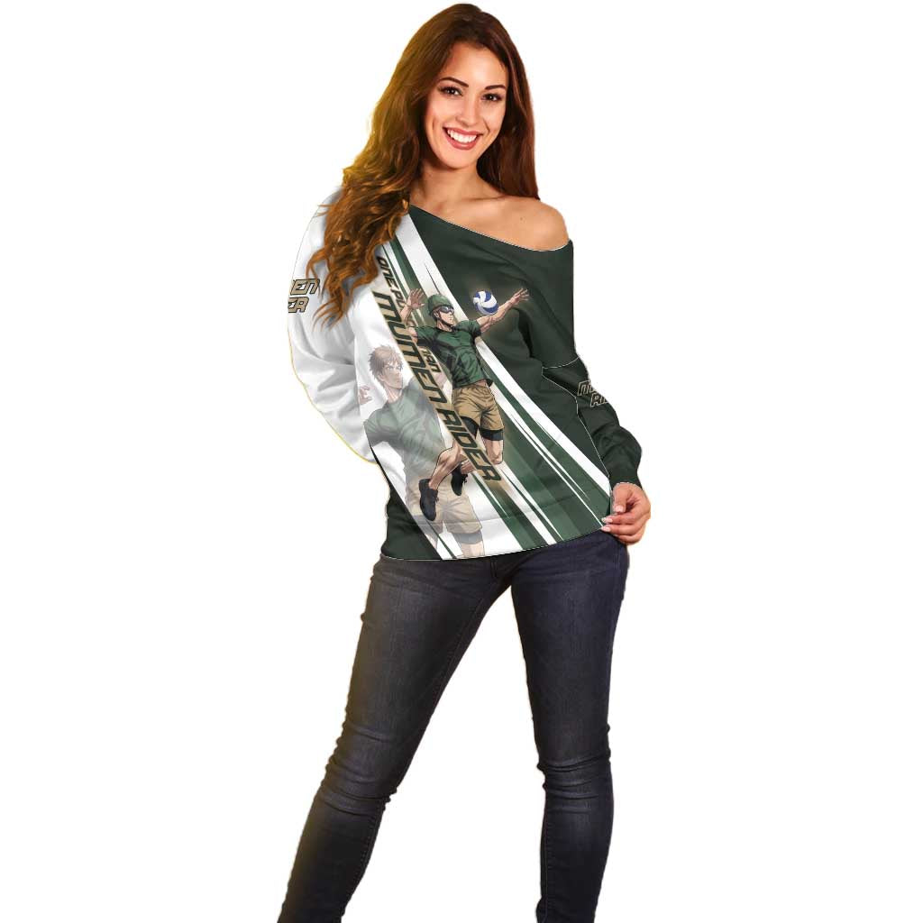 Personalized Mumen Rider Volleyball Off Shoulder Sweater Saitama Anime
