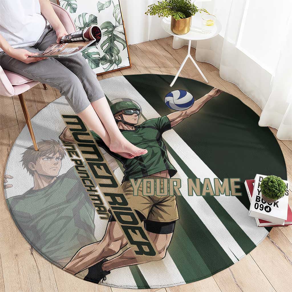 Personalized Mumen Rider Volleyball Round Carpet Saitama Anime