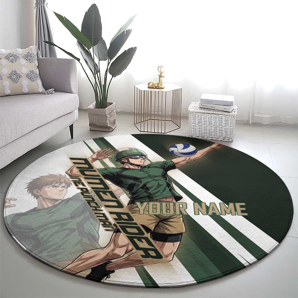 Personalized Mumen Rider Volleyball Round Carpet Saitama Anime