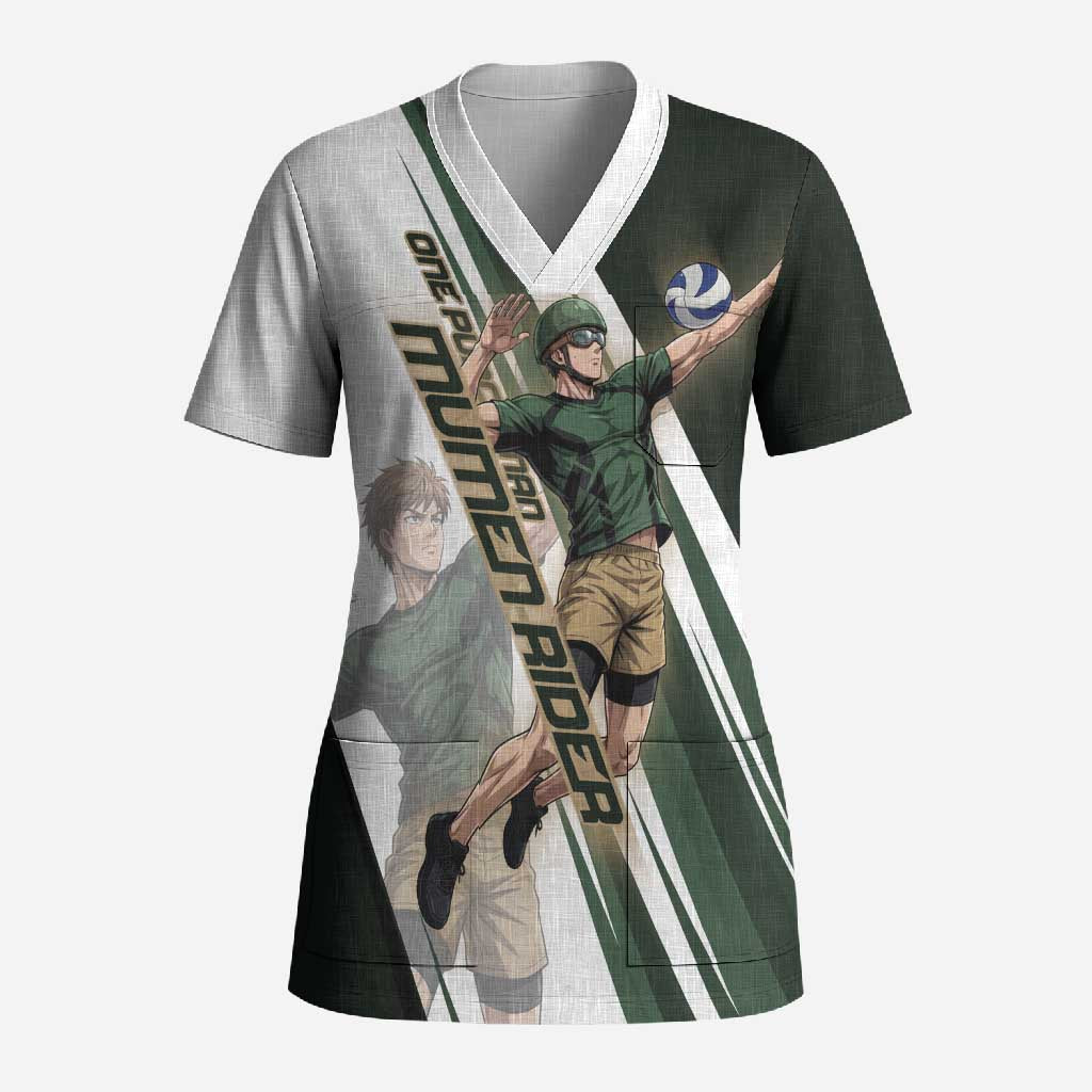 Personalized Mumen Rider Volleyball Scrub Top Saitama Anime