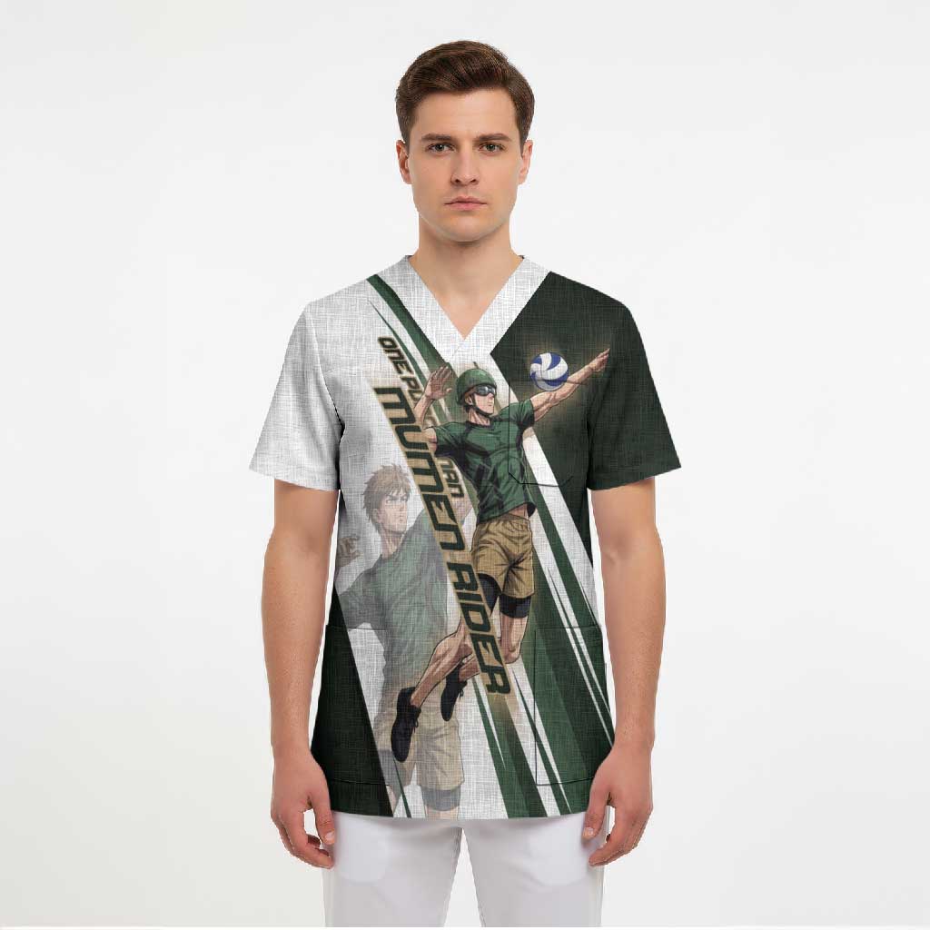 Personalized Mumen Rider Volleyball Scrub Top Saitama Anime
