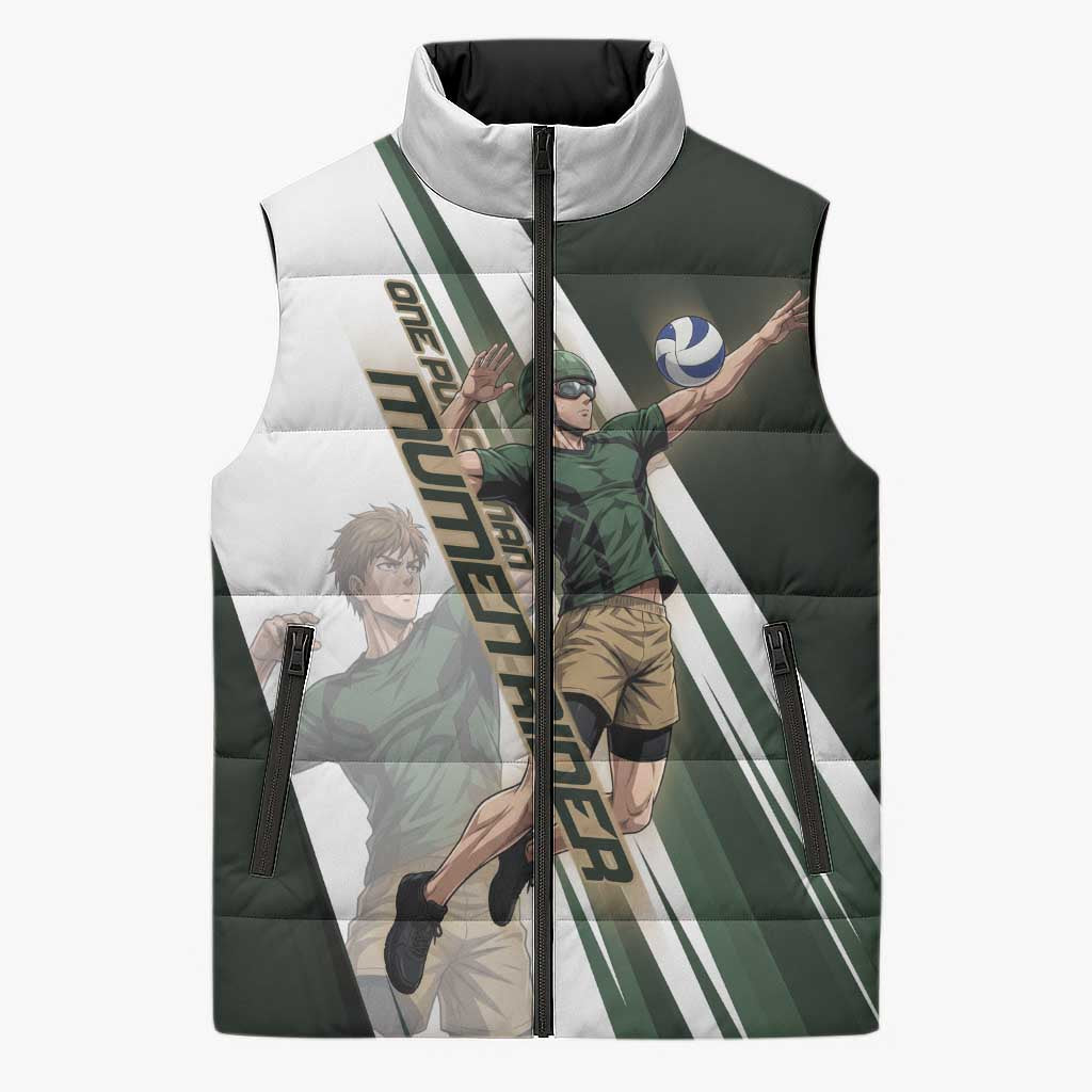 Personalized Mumen Rider Volleyball Sleeveless Puffer Jacket Saitama Anime
